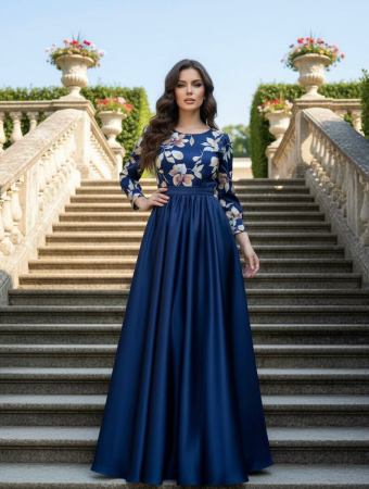 Femei - Rochie cu motive florale eleganta lunga Teo 4