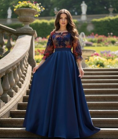 Femei - Rochie cu motive florale eleganta lunga Teo 5