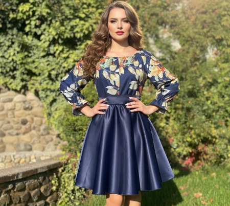 Rochii Elegante - Rochie cu motive florale eleganta Teo