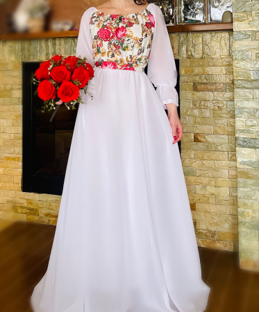 Елегантни рокли - Rochie cu motive florale eleganta Teuta 3