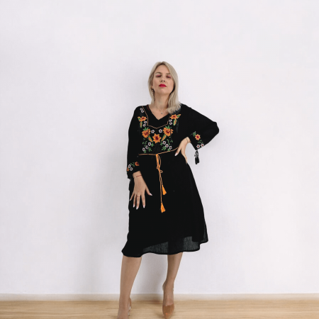 Rochie Brodata TraditiRochie Dama cu Broderie Galbena -  Melissa [4]