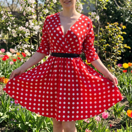Rochie Dama rosie cu buline albe [1]