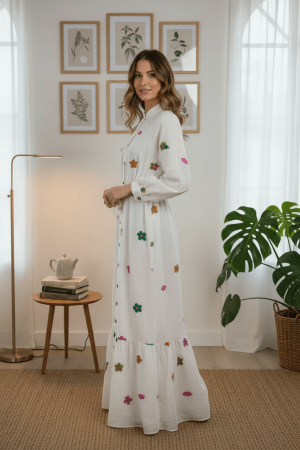 Rochie de dama lunga cu tesaturi brodate Bertha  2 [1]