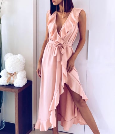 Rochii Elegante - Rochie asimetrică cu volane