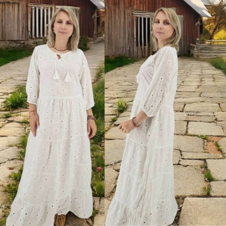Rochie din bumbac cu broderie broderie englezească Angela 2 [1]