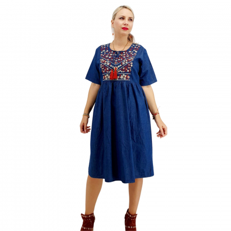 Rochie din denim cu broderie Flavia 4 [3]
