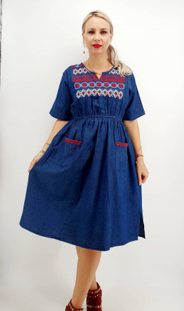 Rochie din denim cu broderie Flavia 5 [2]