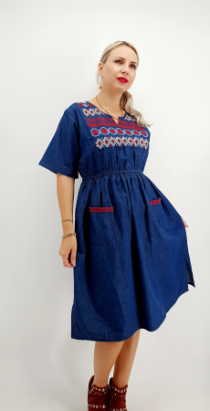 Rochie din denim cu broderie Flavia 5 [3]