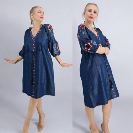 Rochie din Denim cu broderie Safira [8]