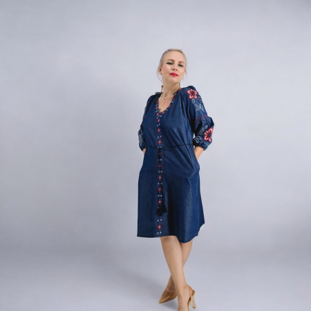 Rochie din Denim cu broderie Safira [1]