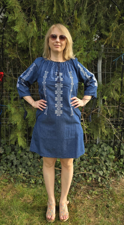 Rochie din Denim cu broderie Zina 2 [2]