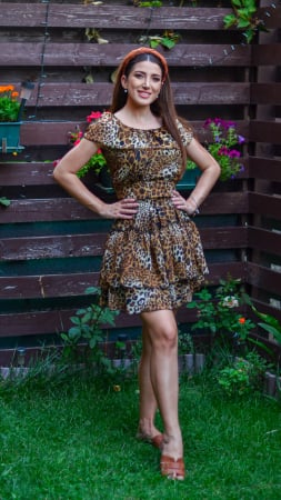 Елегантни рокли - Rochie Costanza Animal Print Bell