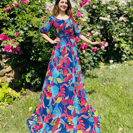 Елегантни рокли - Rochie eleganta cu motive florale Florinela 7