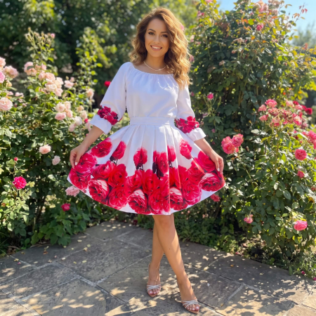 Rochii Elegante - Rochie eleganta din barbie cu imprimeu floral Eleftheria