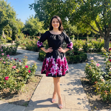 Rochii Elegante - Rochie eleganta din barbie cu imprimeu floral Eleftheria 3
