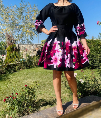 Елегантни рокли - Rochie eleganta din barbie cu imprimeu floral Eleftheria 3