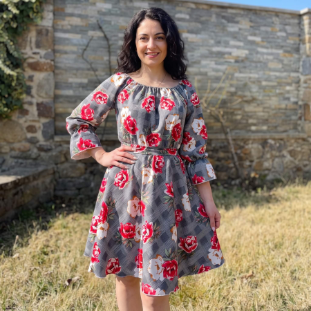 Rochii Elegante - Rochie eleganta din barbie cu imprimeu floral Gala 2