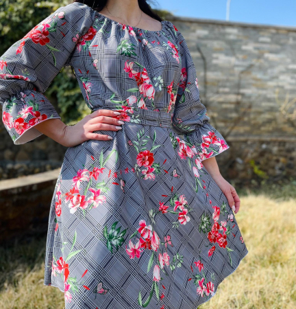 Rochii Elegante - Rochie eleganta din barbie cu imprimeu floral Gala 3
