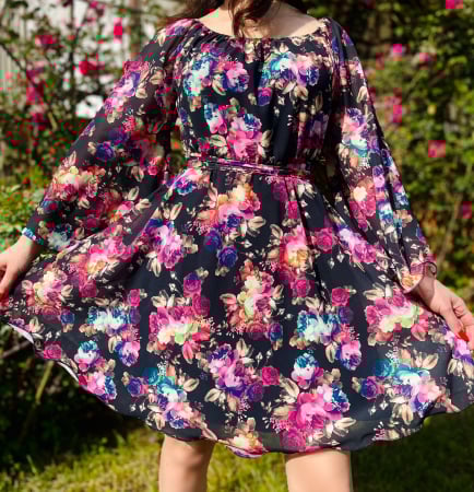 Rochii Elegante - Rochie din voal cu imprimeu floral Delia