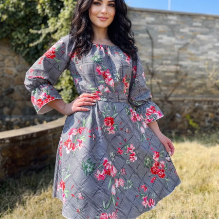 Rochii Elegante - Rochie eleganta din barbie cu imprimeu floral Gala 3