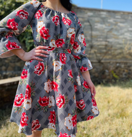 Елегантни рокли - Rochie eleganta din barbie cu imprimeu floral Gala 2