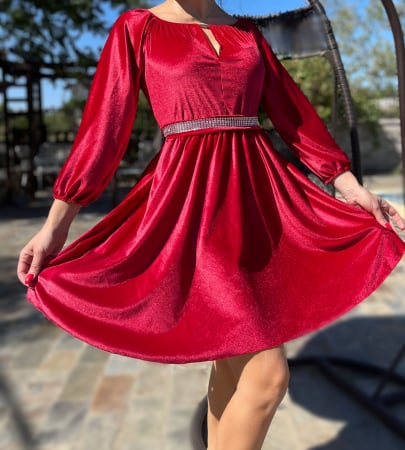 Елегантни рокли - Rochie eleganta din catifea Cati