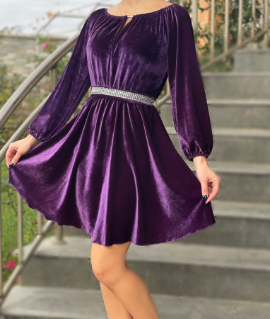 Елегантни рокли - Rochie eleganta din catifea Cati