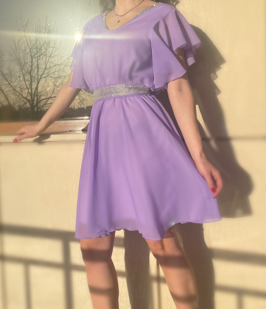Елегантни рокли - Rochie Eleganta Scurta din voal Victorita