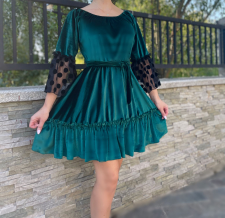 Елегантни рокли - Rochie din catifea eleganta Nica