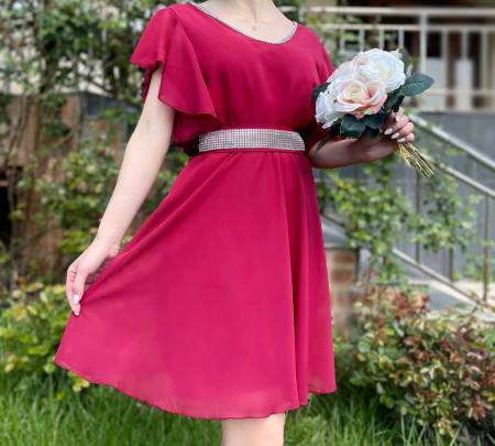 Елегантни рокли - Rochie Eleganta Scurta din voal Victorita