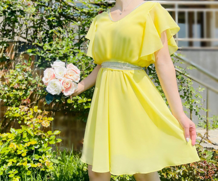 Елегантни рокли - Rochie Eleganta Scurta din voal Victorita