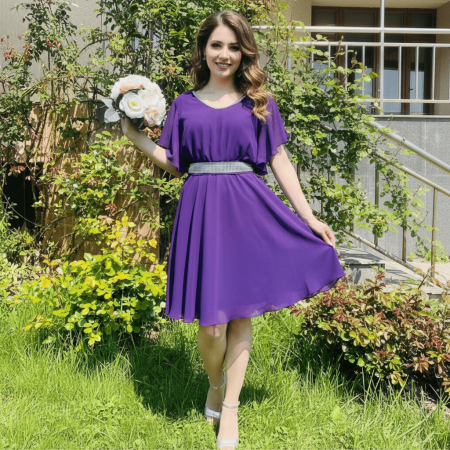 Rochii Elegante - Rochie Eleganta Scurta din voal Victorita