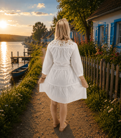 Rochie „Floare de Grau” cu decupaje florale si snur din rafie 2 [1]