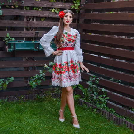 Елегантни рокли - Rochie Habibi Flowers Midi