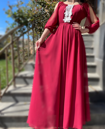 Елегантни рокли - Rochie lunga cu motive crosetate Morticia 3