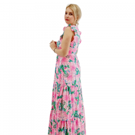 Rochie lunga din vascoza roz [7]