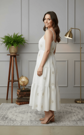 Rochie midi din bumbac cu broderie florală [1]