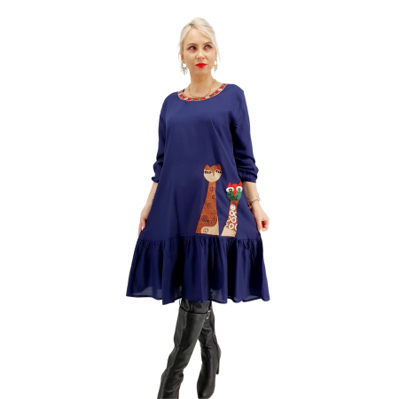 Rochie bleumarin midi cu 2 girafe [1]