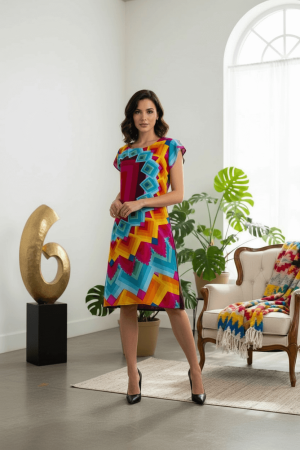 Rochie multicoloră cu imprimeu geometric [1]