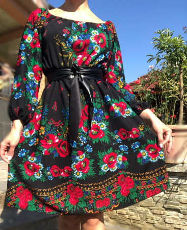 Елегантни рокли - Rochie Traditionala cu bujori 4