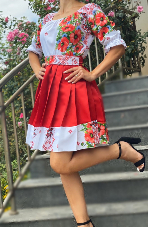Елегантни рокли - Rochie Traditionala stilizata cu Maci 6