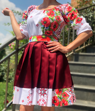 Елегантни рокли - Rochie Traditionala stilizata cu Maci 6
