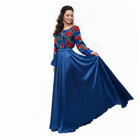 Rochii Elegante - Rochie stilizata cu motive traditionale lunga Anisia 2