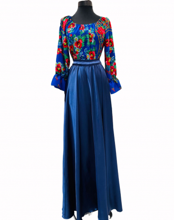 Rochie stilizata cu motive traditionale lunga Anisia 2 [2]