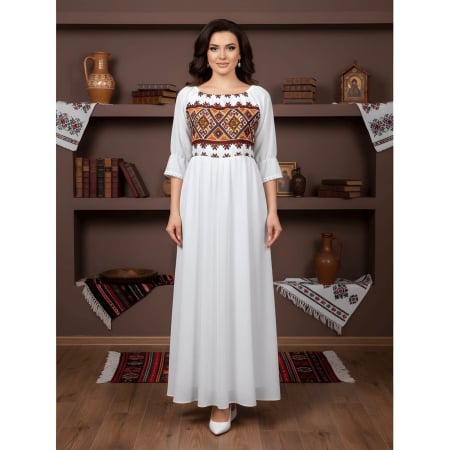 Rochii Elegante - Rochie stilizata cu motive traditionale lunga Magdalena 3
