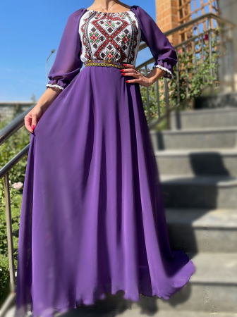 Rochii Elegante - Rochie stilizata cu motive traditionale lunga Magduta