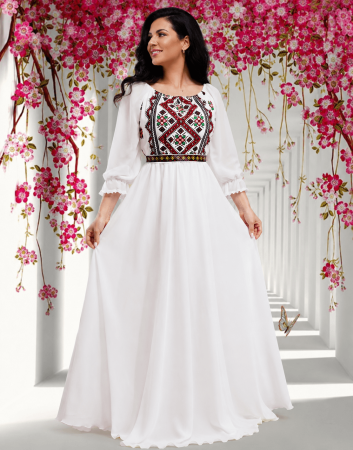 Rochii Elegante - Rochie stilizata cu motive traditionale lunga Magduta