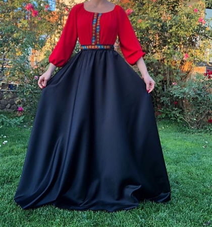 Rochie stilizata cu motive traditionale lunga Margareta [3]