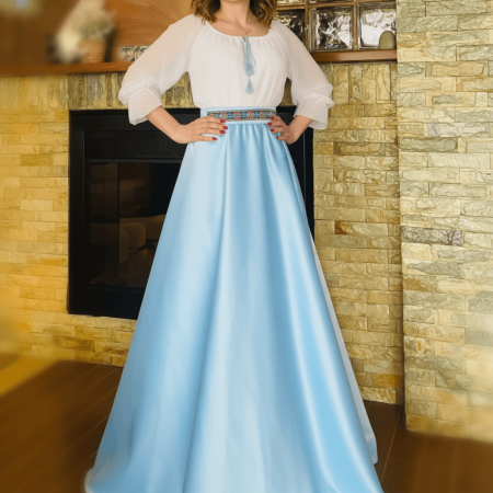 Rochii Elegante - Rochie stilizata cu motive traditionale lunga Margareta 2