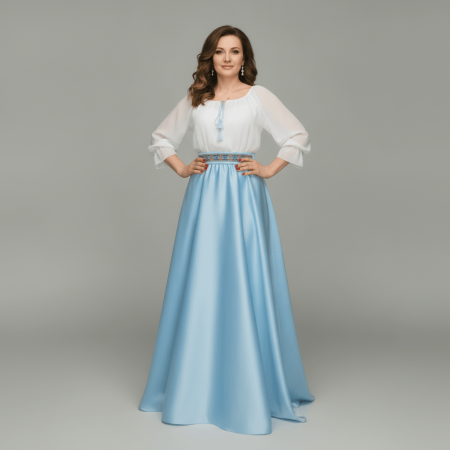 Rochie stilizata cu motive traditionale lunga Margareta 2 [0]